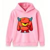 Kids Boys Girls Cartoon One-Eyed Red Monster Print Pullover Hoodie, Soft Casual Long Sleeve Hooded Sweatshirt for Boys Girls Daily Wear Cosplay
