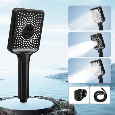 Shower Head - NETTLIFE - Square - Black - Water Saving - High Pressure