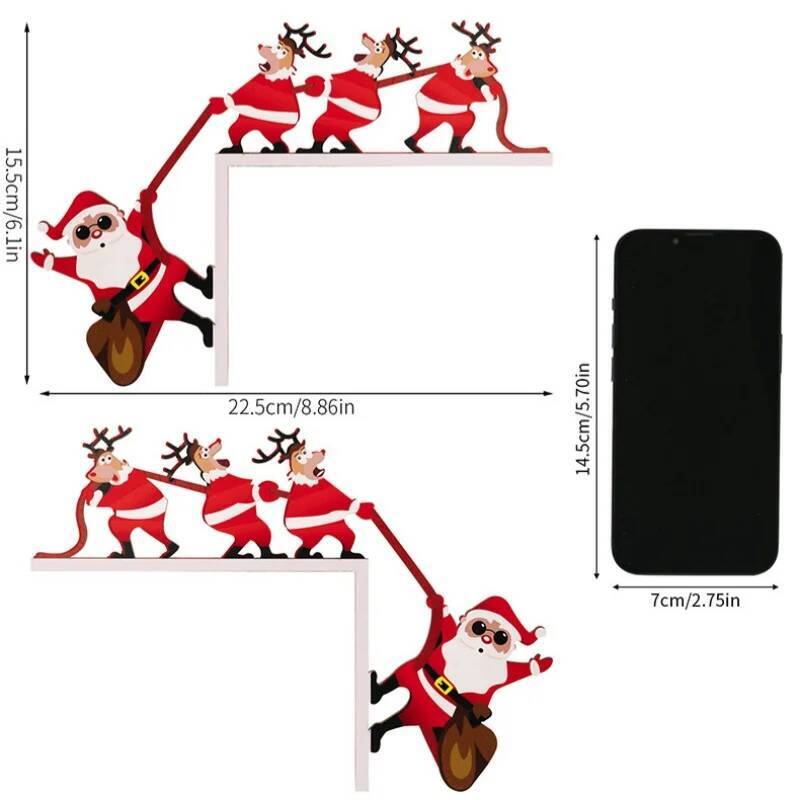 1 Stück Weihnachtsdekoration Kreativer Weihnachts-Türrahmen-Anhänger Tisch-Eckdekoration Ornament Weihnachtsmann Elch Ornament
