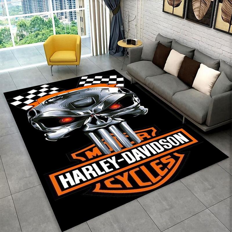 Tappeto Classico H-Harley Racing Moto per Stanza dei Giochi Camera da Letto Soggiorno Divano Decorazione Casa, Tappeto per Area Gioco Bambini Tappetino Antiscivolo