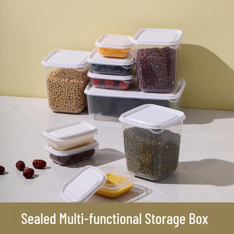 17-Piece Food-Grade Plastic Fresh-Keeping Storage Box Set for Refrigerator - Perfect for Grains, Fruits, and Vegetables.