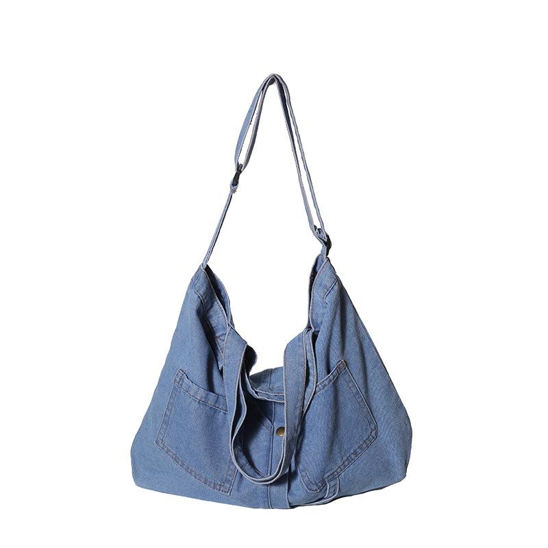 Japanese denim shoulder bag large capacity shopping bag mother bag tote bag student schoolbag make-up bag commuter bag синий