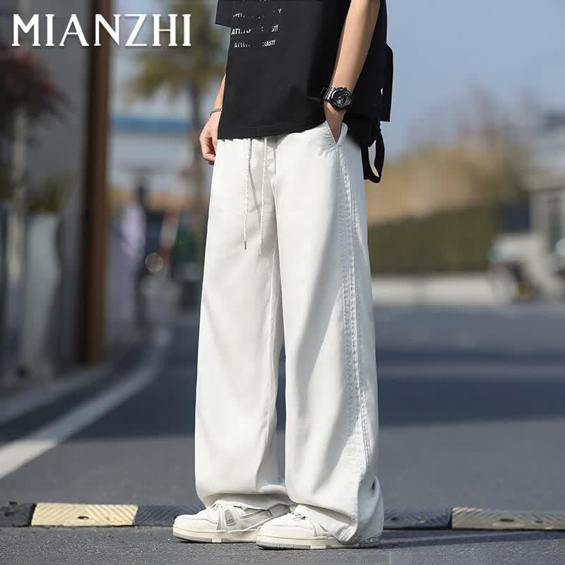 Men s Lyocell Blend Wide-Leg Cargo Pants 4XL