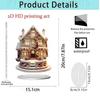 2D Acrylic Castle Snow House Pendant Wooden Christmas Hanging Ornament for Home Xmas Tree Party Decor Gifts