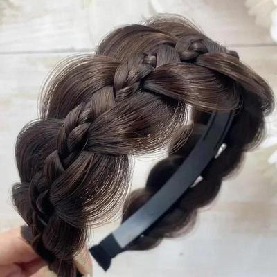 1pc parrucca twist fasce per donne trecce larghe a lisca di pesce fasce per capelli fatte a mano retrò testa cerchio styling accessori per copricapo