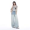 Vintage Lazy Relaxed Wide Leg All Match Daily Denim Pants Women Spring Summer Casual Pants Oversize Denim Trousers