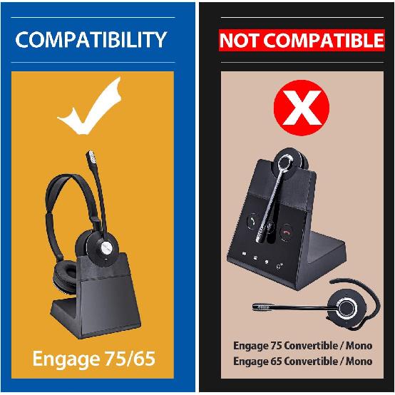 Engage 75 Earpads - Compatible with Engage 75/65 Headset I Hybrid Velour Replacement Ear Cushions with Microphone Foam - NOT FIT Engage Convertible