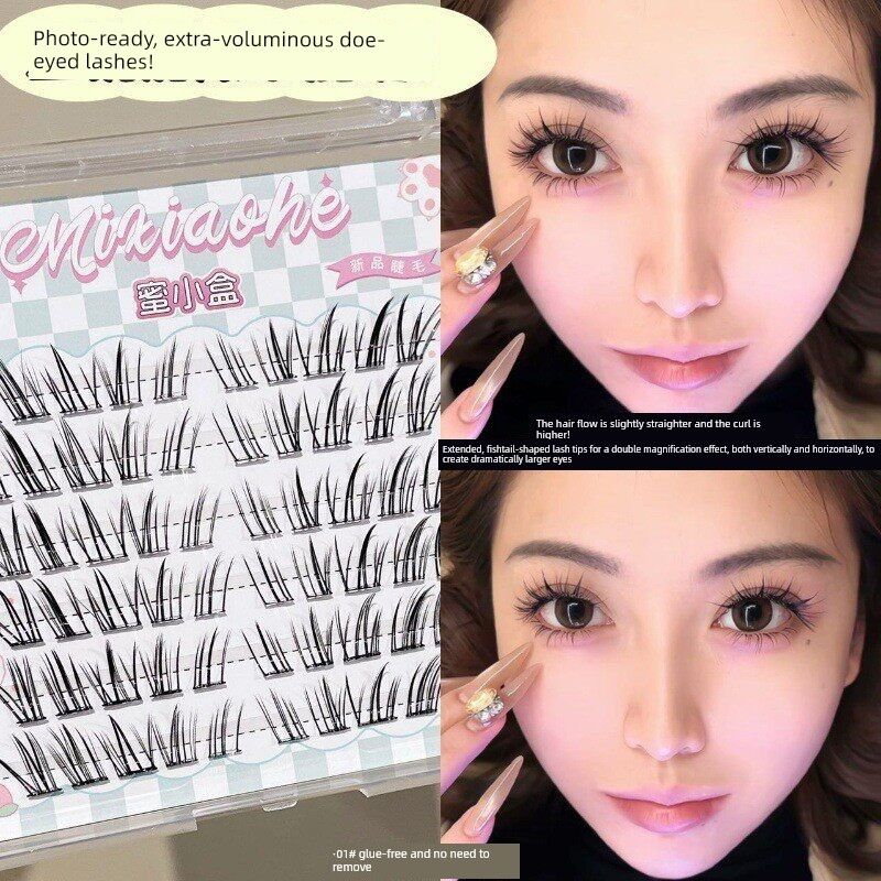 Glue-Free Mid-Summer Night under Eyelashes Eyelash Natural One-Piece Fake Eyelashes Glue without Stem Artificial Comic