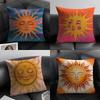 Sun Fashion Cushion Cover Natural Linen Organic Fabric DoubleSided Printing Sofa Home Decor Gift Pillow Case