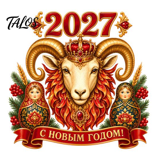 Exotic Style Holiday Decor 2027 New Year Crown Sheep Static Glass Sticker, Reusable PVC Window Russian Theme Supplies Sticker with Nesting Dolls