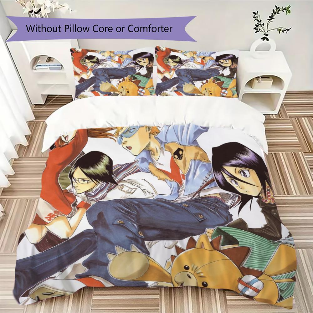 Bleach Pattern Bedding uilt Set uilt Cover Pillowcase Home Decoration Birthday Gift (1 * duvet cover + 2 * pillowcase without core)