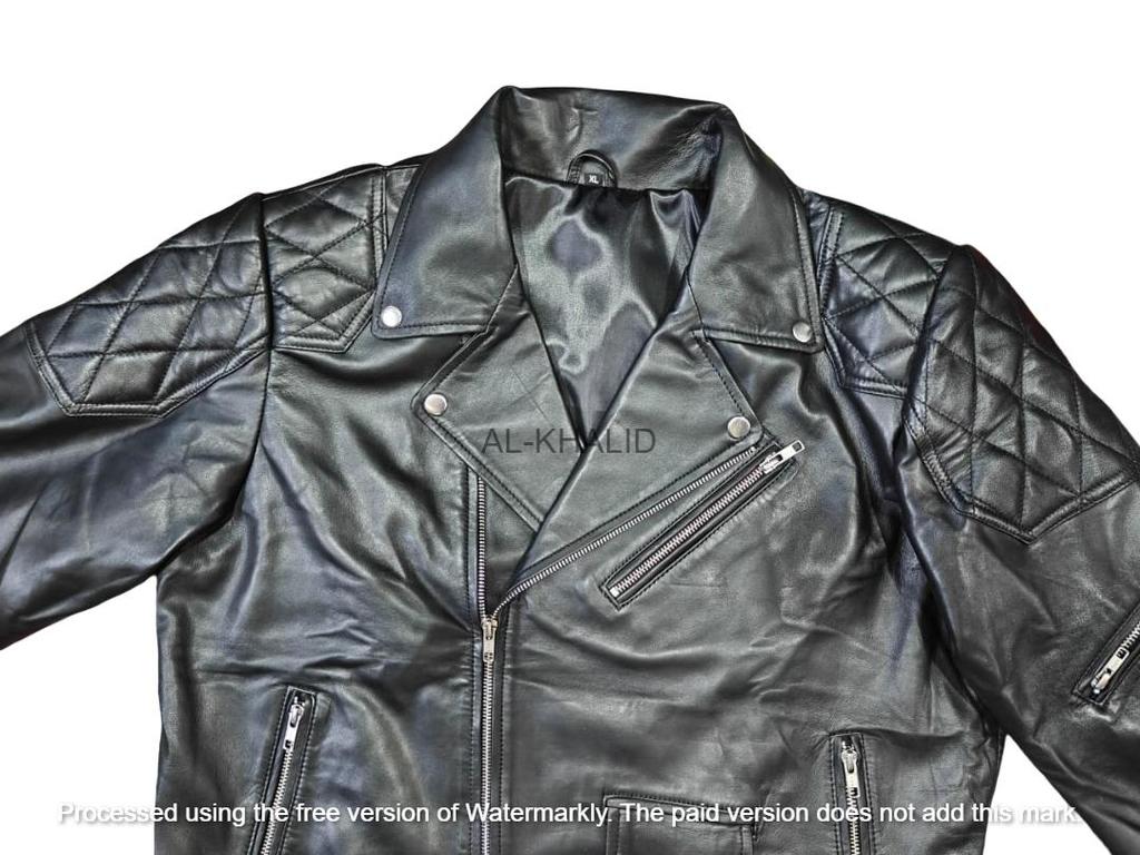 AL KHALID Elegant NEW Men's Jacket 100% Genuine Real Lambskin Leather Racer Biker Jacket