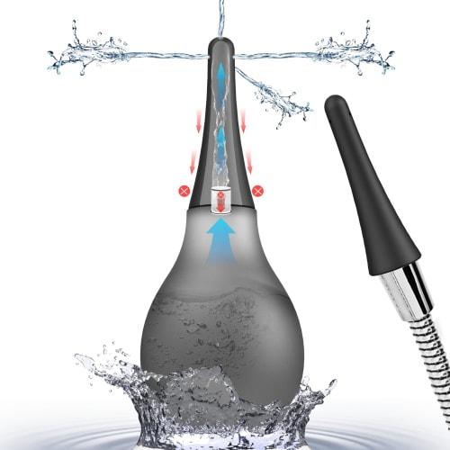 Pink Sakura Dream Anal Enema, 300ml, for Women and Men, Manual Pump, Prevents Backflow, No Lotion Required, Black, Semi-Transparent