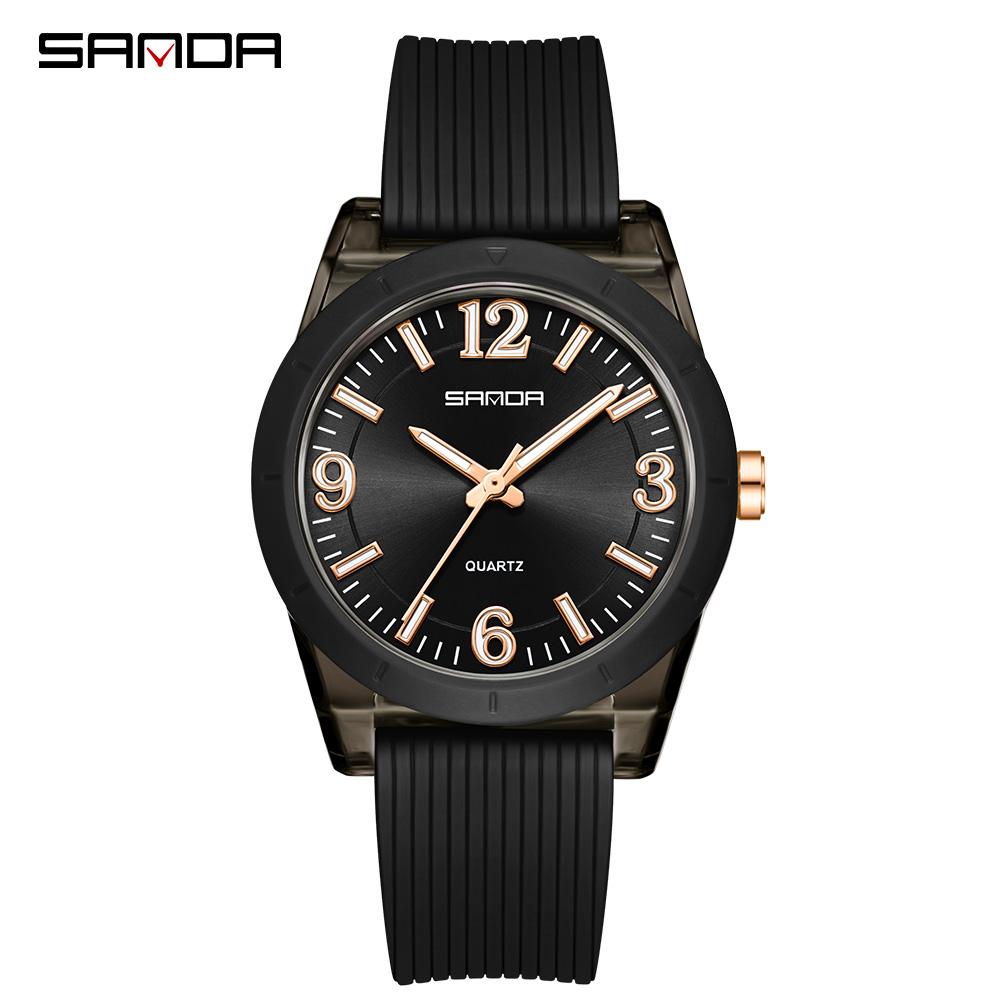 SANDA Top Brand 6277 Transparent Case Children's Quartz Watch Waterproof Night Light Leisure Student Quartz Watch