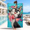 Black Cat In Sunflower Town Beach Towel, Microfiber Beach Towel, Perfect For Pool, Beach, Travel, Home Decor Beach Party Fan Gifts
