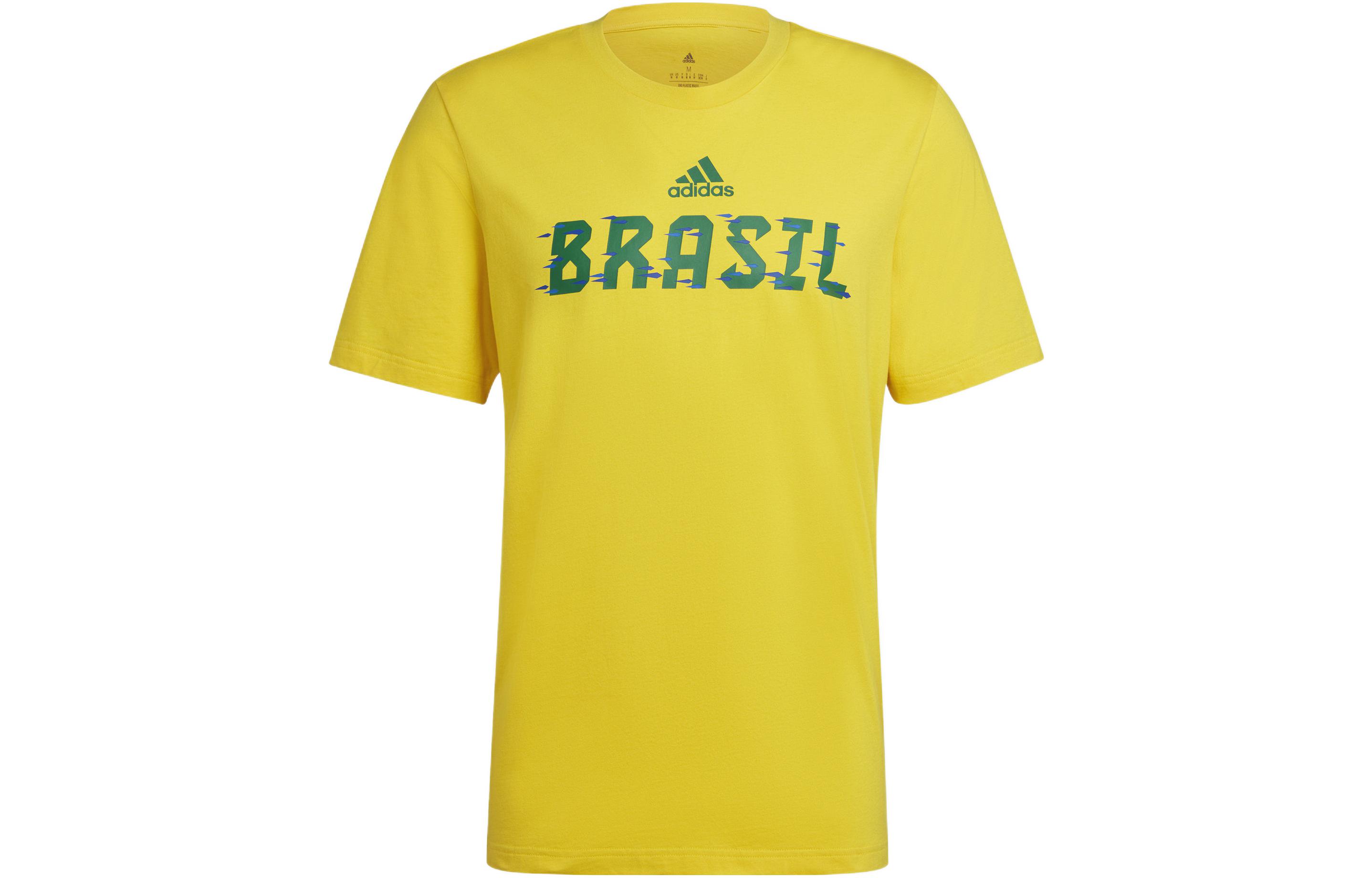 Adidas T Shirts Men s Yellow Crew Neck Moderate Straight Fit HD6370 L