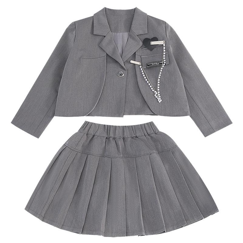 Girls' 2025 Fashionable JK Uniform Skirt Set - Academy Style Autumn Clothing for Primary School Students
