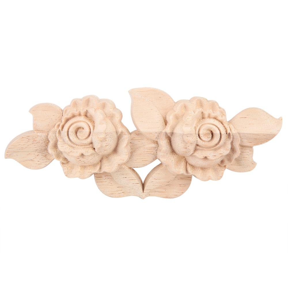 Solid Wood Corner Applique Floral Carved Door Applique Decoration Carved Applique Furniture