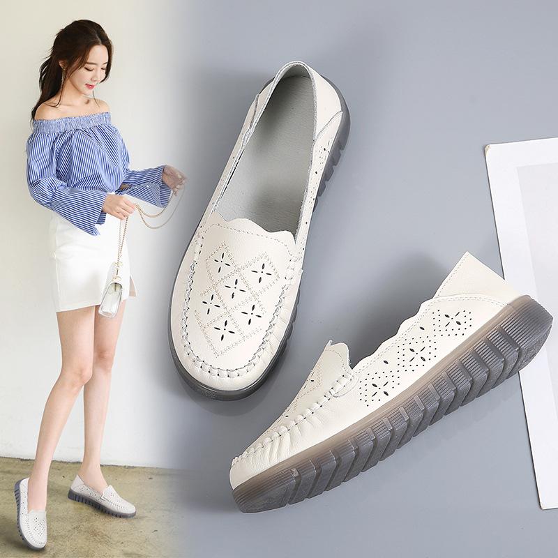 Genuine Leather Mother Shoes Spring New Beef Tendon Sole Single Shoes Middle-aged and Elderly Casual Soft Sole Women s Shoes 35 3980₽