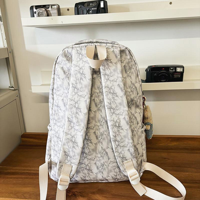 School Bag New Large Capacity Trend Versatile Junior High School Student School Bag Couple Fashion Embossing Simple Casual Lightweight Backpack