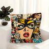 Retro Pop Art Comic Book Print Throw Pillow Cover Vintage Superhero Girl Collage Cushion Case For Trendy Home Decor Sofa Couch