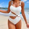 European-American Halter Neck Backless Swimsuit: Sexy One-Piece Bikini with Cut-Out Detailing for Women