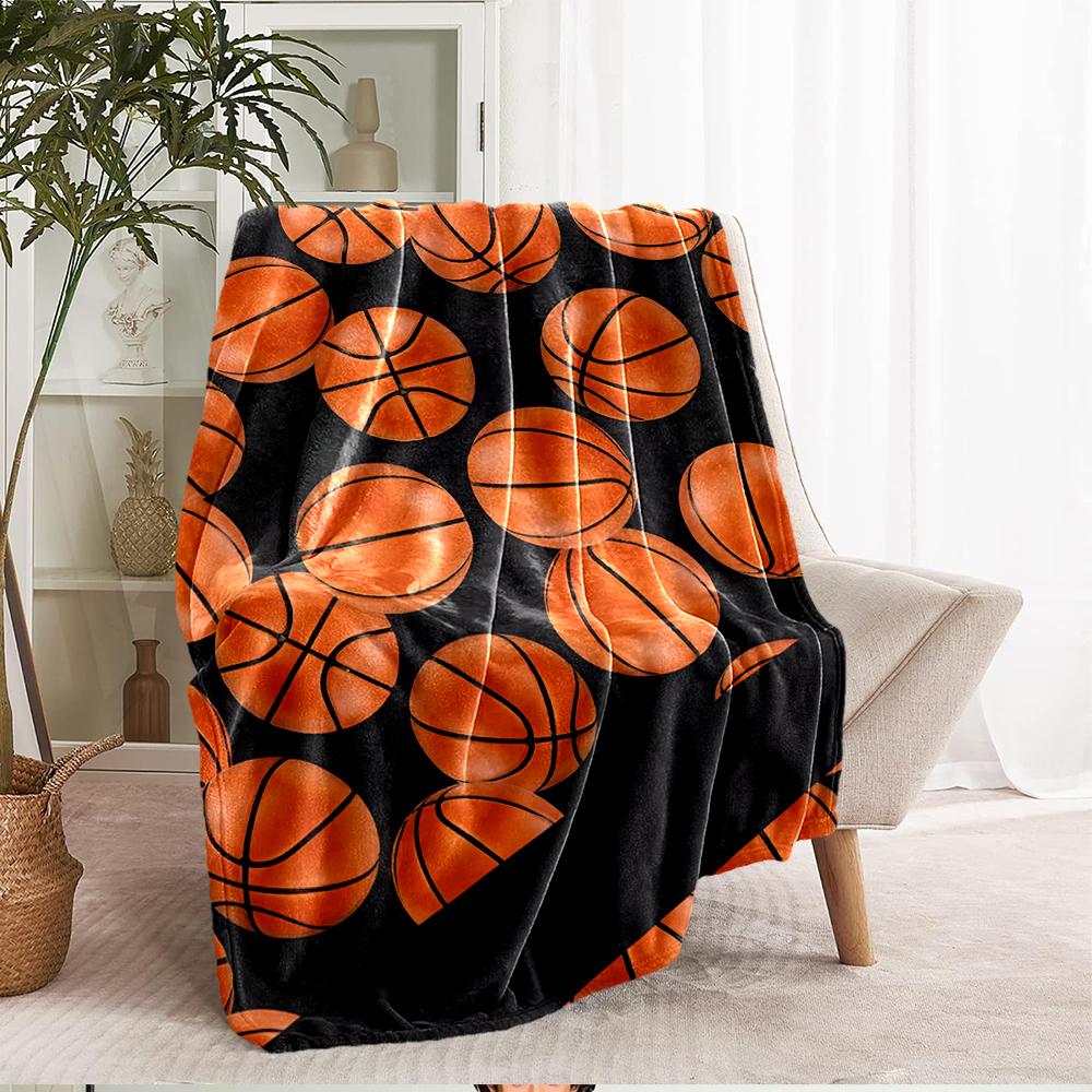 Basketball Theme Printed Blanket - Perfect for Couch, Bed, Travel & Outdoor Use | Machine Washable, Cozy & Durable.