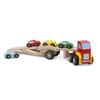 Red/Brown Wooden Junior Car Carrier - NEW CLASSIC TOYS - 4 Cars Included