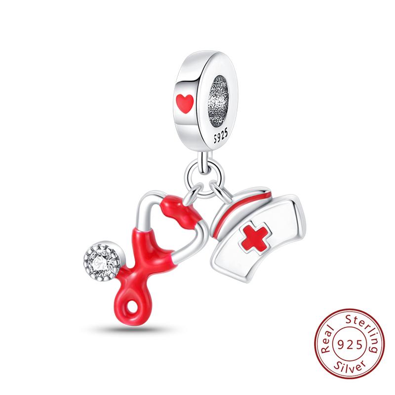 Silve Charms Beads Doctor'S Teeth Dentist Charms First Aid Kit Dangle For Bracelet Occupation Jewelry Gift