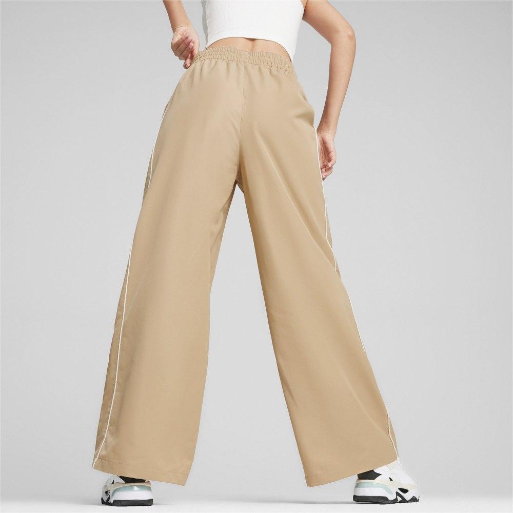 Puma T7 Relaxed Track Pants With Color Block Embroidery Design Women Pants Light-Brown 624216-83