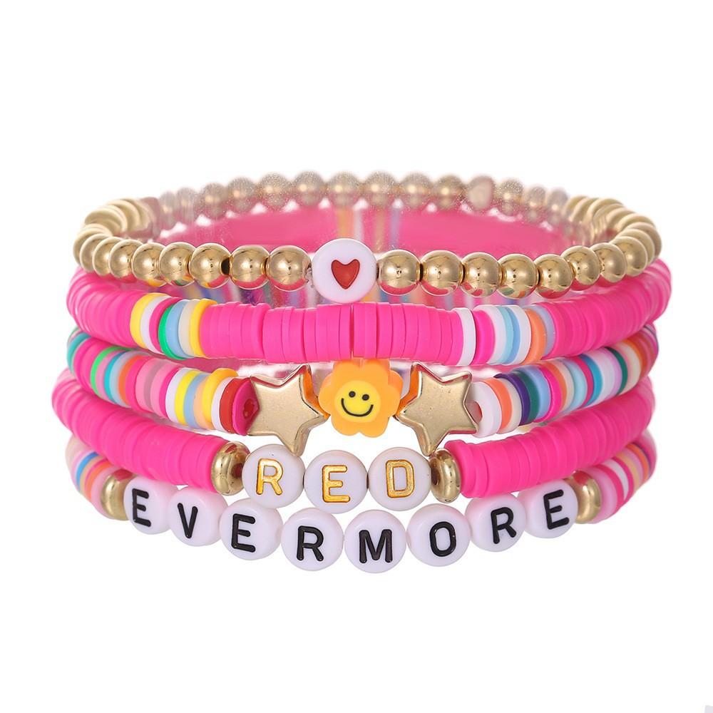 Mixed Color Elastic Soft Pottery Bracelet Love Tai Chi Yin Yang Soft Pottery Bracelet Friendship Couple Stacked Bracelet