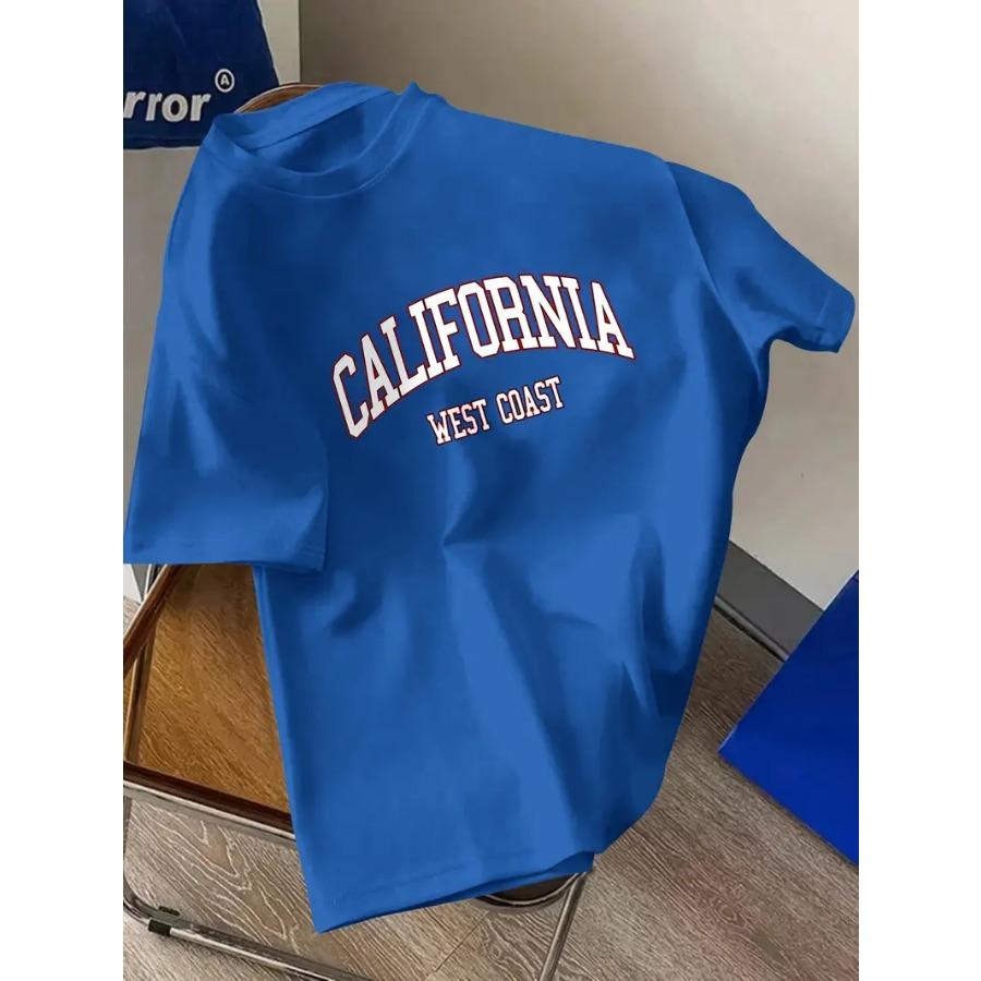 Men's Letter Printed Sports and Leisure Versatile Short Sleeve T-shirt