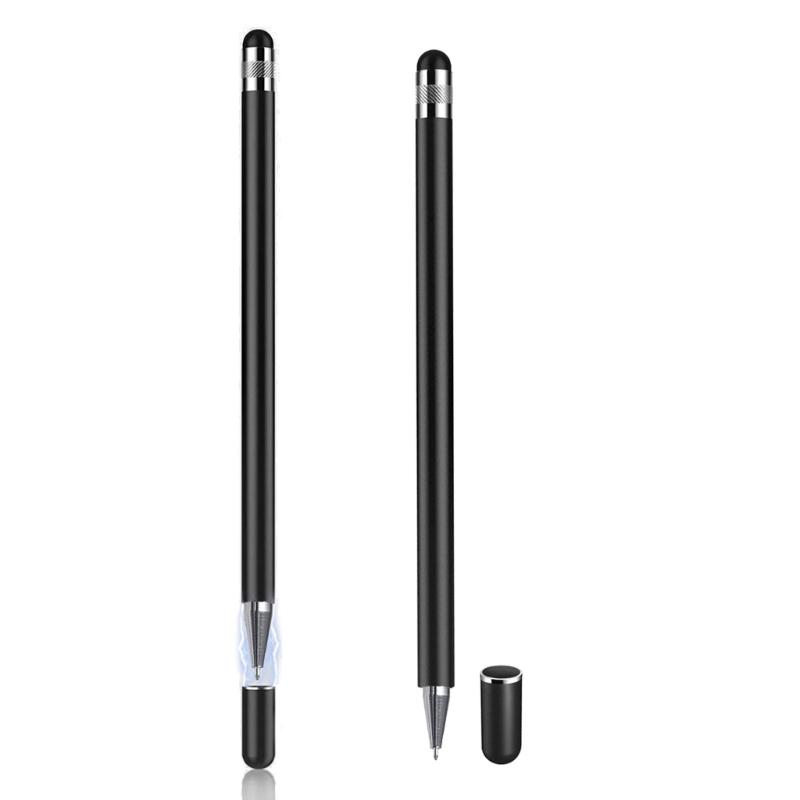 Smooth Writing Drawing Capacitive Touch Screen Pen Metal Ballpoint 2 In 1 for Smartphone Tablets Drawing Mobile Devices