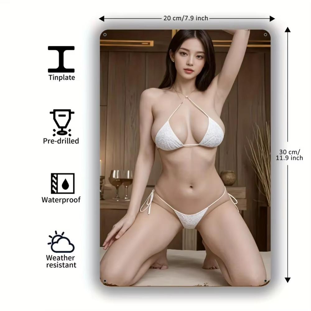 

Металева табличка Стильне біле мереживне мистецтво Вінтажний декор для дому Погодостійка 20x30cm