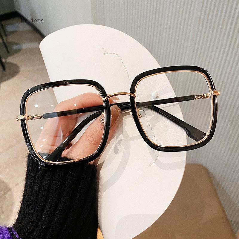 New Vintage Large Square Eyeglasses Anti-blue Light Glasses Frame Blocking Blue-ray Oversized Spectacles Frames Male Female