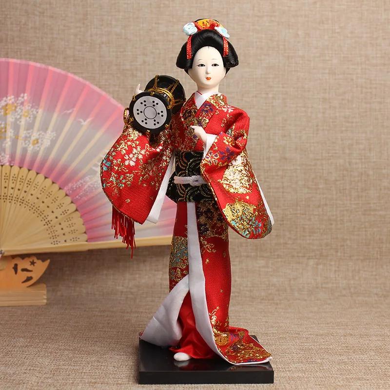 30cm Japanese Lovely Geisha Figurines Dolls with Beautiful Kimono New House Office Decoration Miniatures Birthday Gift