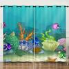 Curtain Illustration Marine Life Shark 3D Digital Printing Blackout Curtain Punching