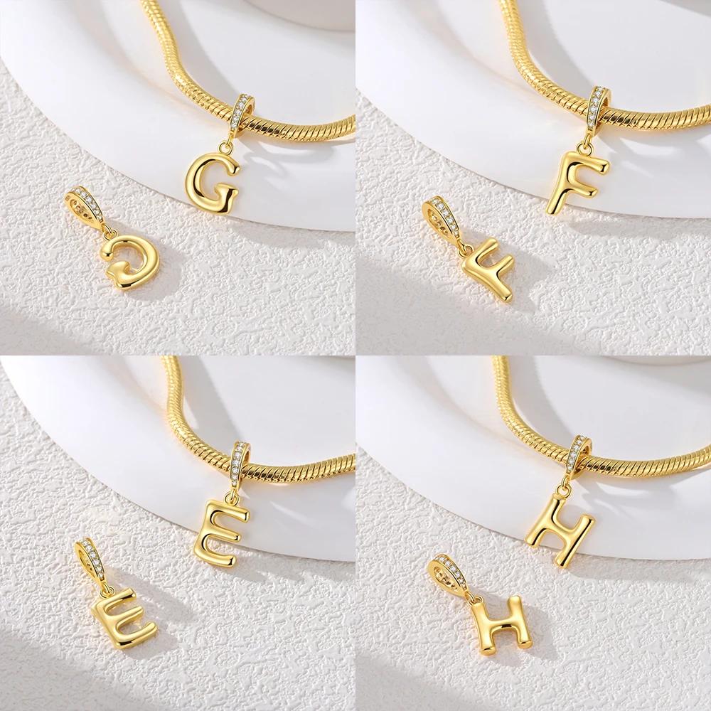 Original Necklace Copper White Zircon Pendant English Letters Women'S Beads Fit Bracelet Anniversary Gift Accessory Diy