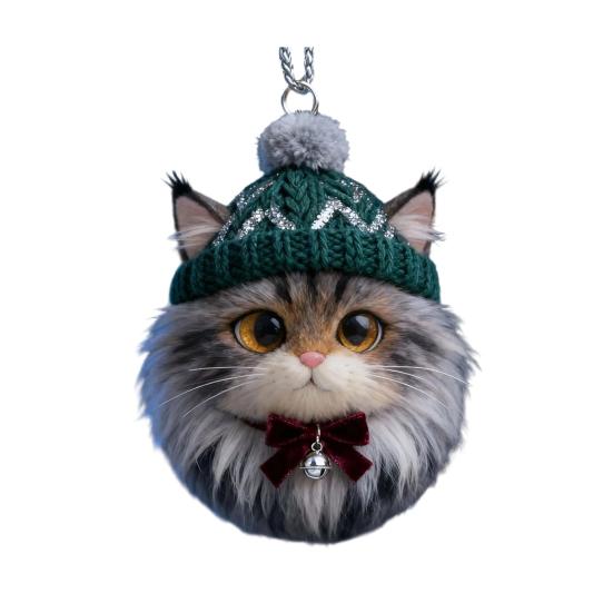 Winter Acrylic Cat Hanging Decoration Christmas Tree Knitted Hat Kitten Dog Rabbit Hedgehog Hanging Ornament Animal Pendant