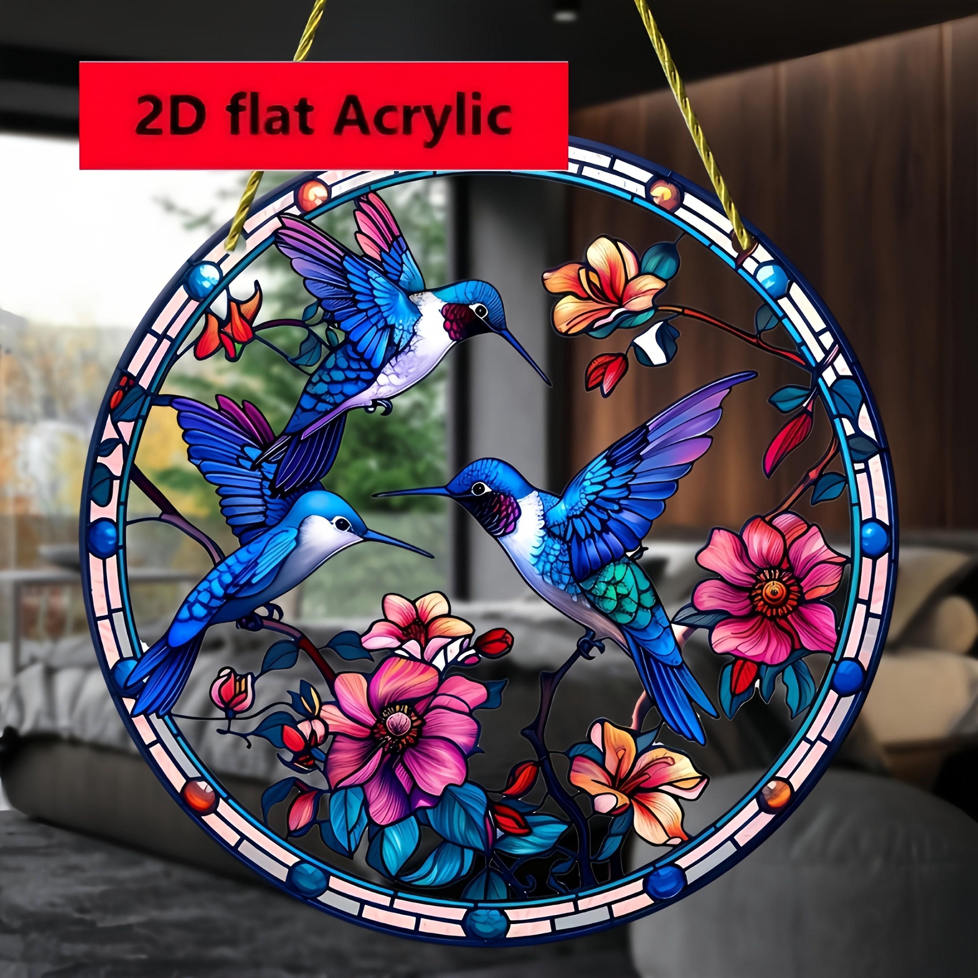 

Hummingbird Suncatcher. Acrylic stained decor for home, yard and garden. чистый