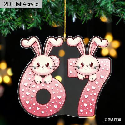 2D Flat Acrylic Bunny 67 Decoration Sign, Valentine's Day Gift, Suitable for Wall Decoration, Porch, Room, Villa, Accents Home, Hallway, or Workplace