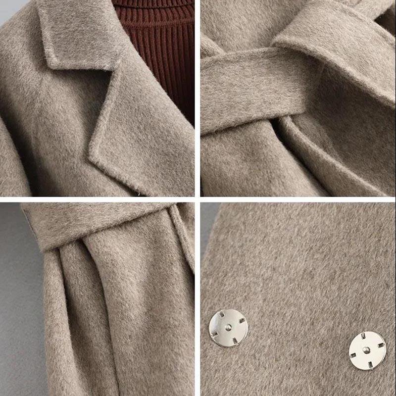 Wollmantel Damen Herbst und Winter Doppelseitiger, verdickter, schlanker, mittellanger Wollmantel