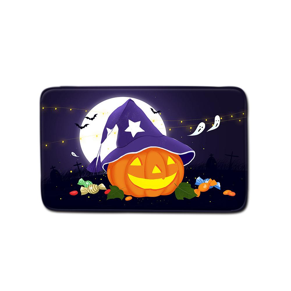 Halloween Shower Curtain Floor Mat Combination Four-Piece Set Bathroom Toilet Carpet Shower Room Foot Mat