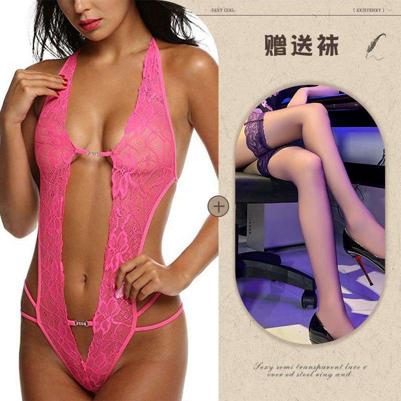European and American sexy lingerie perspective backless body sculpting lace