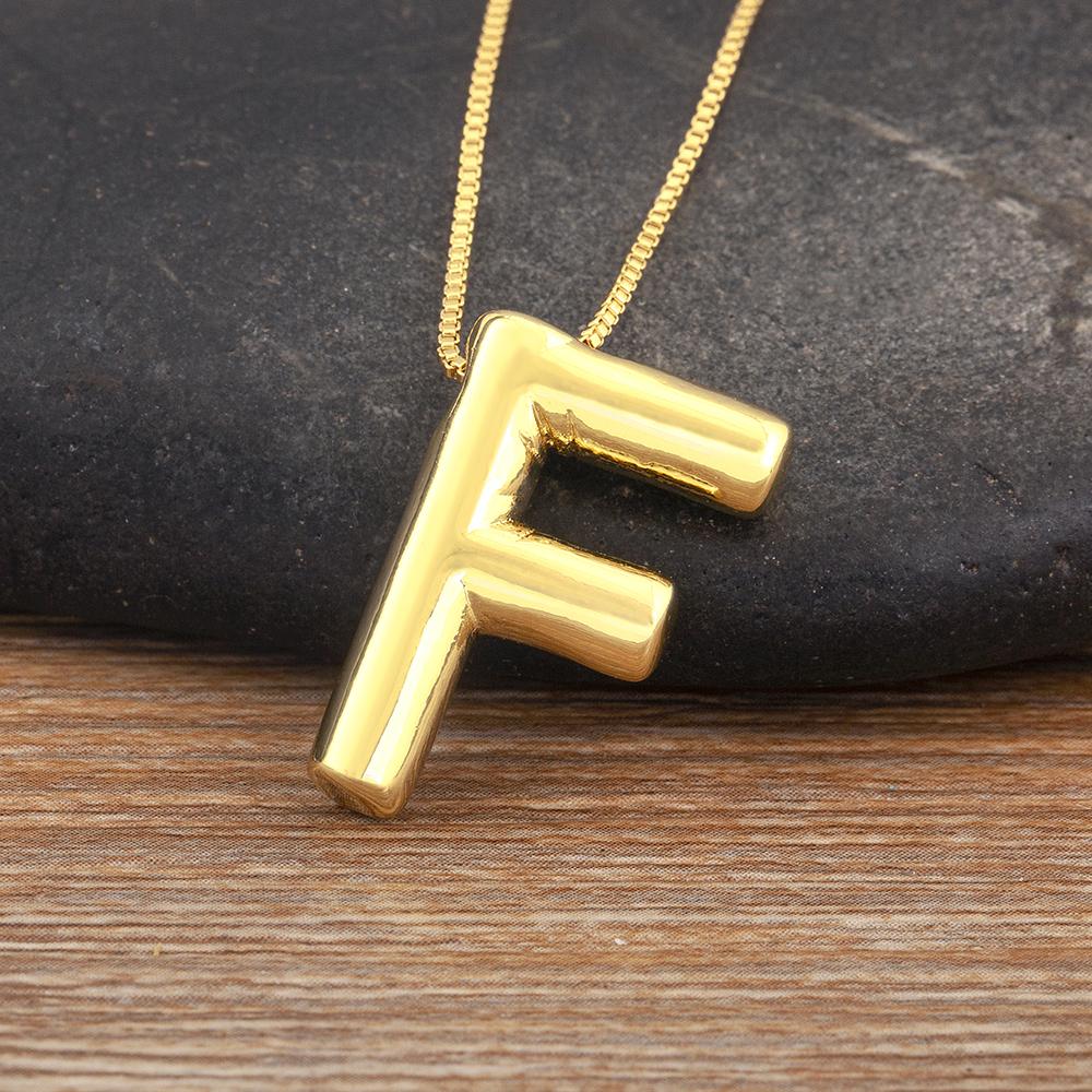 Nidin New Retro Punk Style Copper A-Z Letters Pendant Necklace Initials Alphabet For Women Vintage Name Jewelry Daily Party Gift