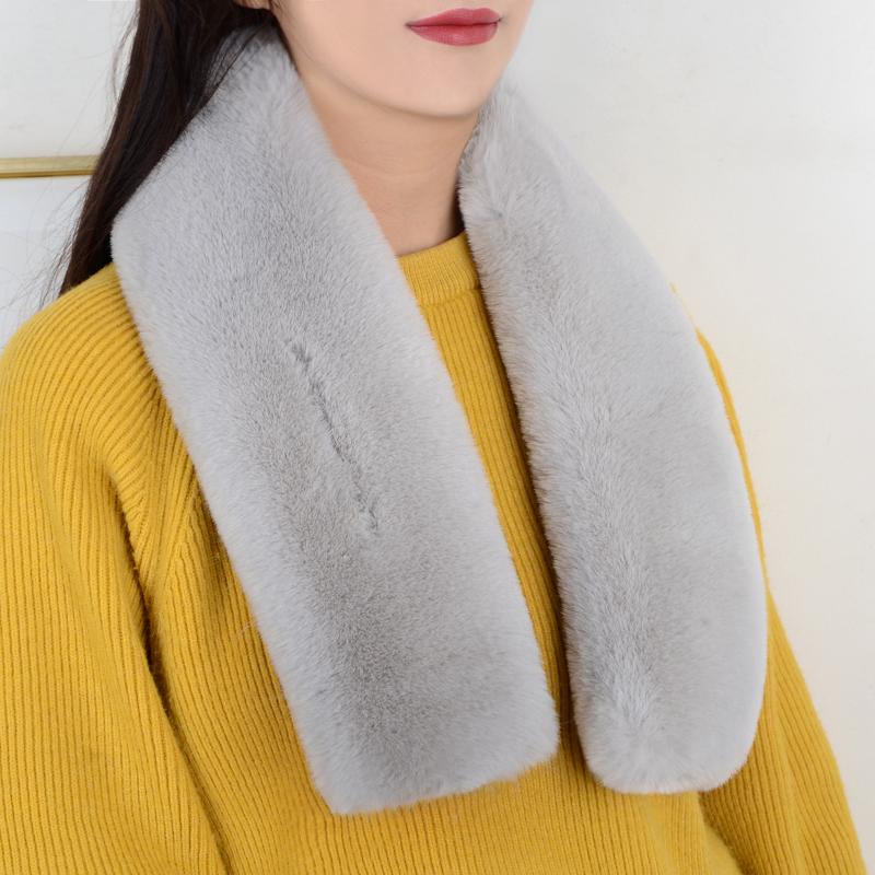 Winter Thick Furry Scarf Female Imitation Rex Rabbit Fur Joker Scarf Set Warm Plush Cross Fur Collar.