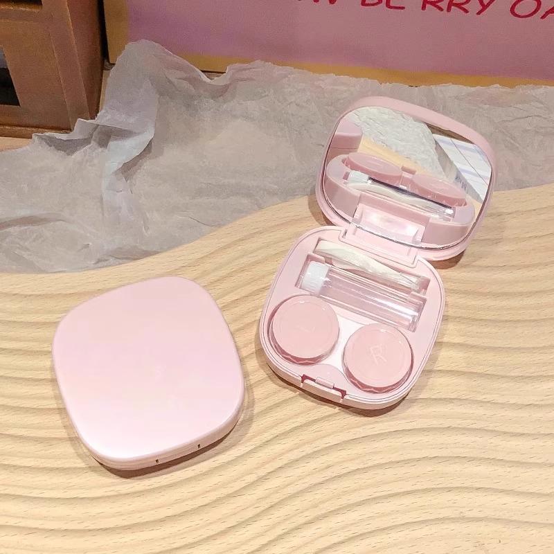 Invisible Contact Lens Case with Mirror: Small, Leak-Proof, Double-Compartment Storage