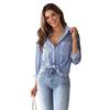 European and American Women's Spring 2025 Striped Long Sleeve Loose Cardigan Top
