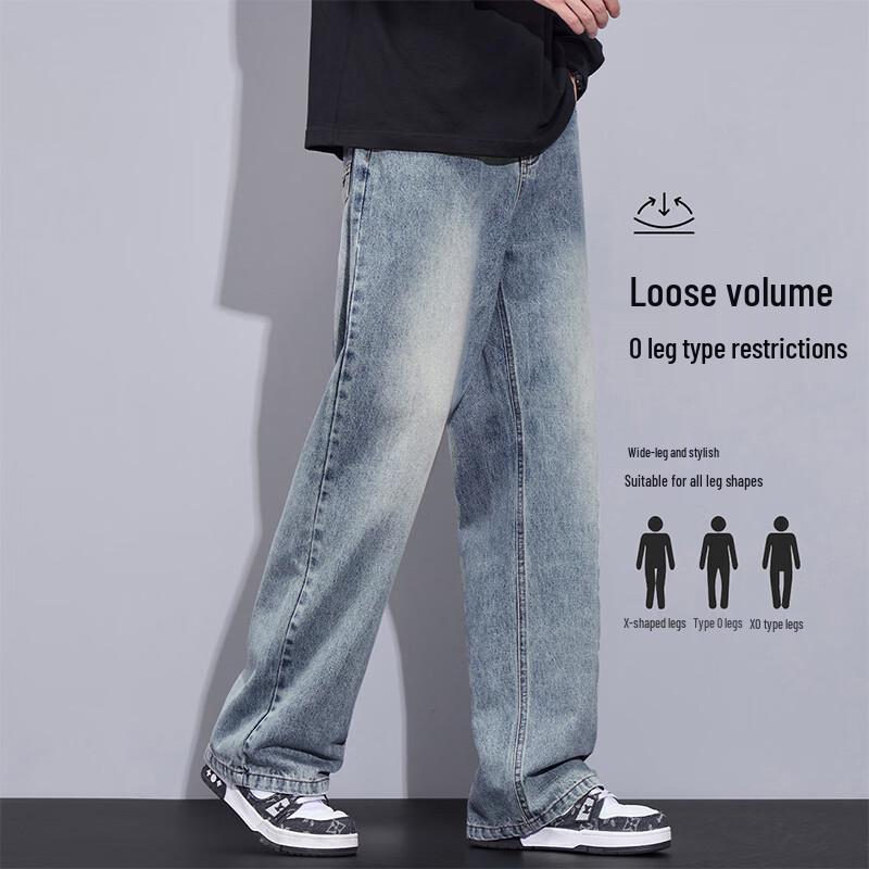 MEDE Men's American Retro Loose Straight Jeans