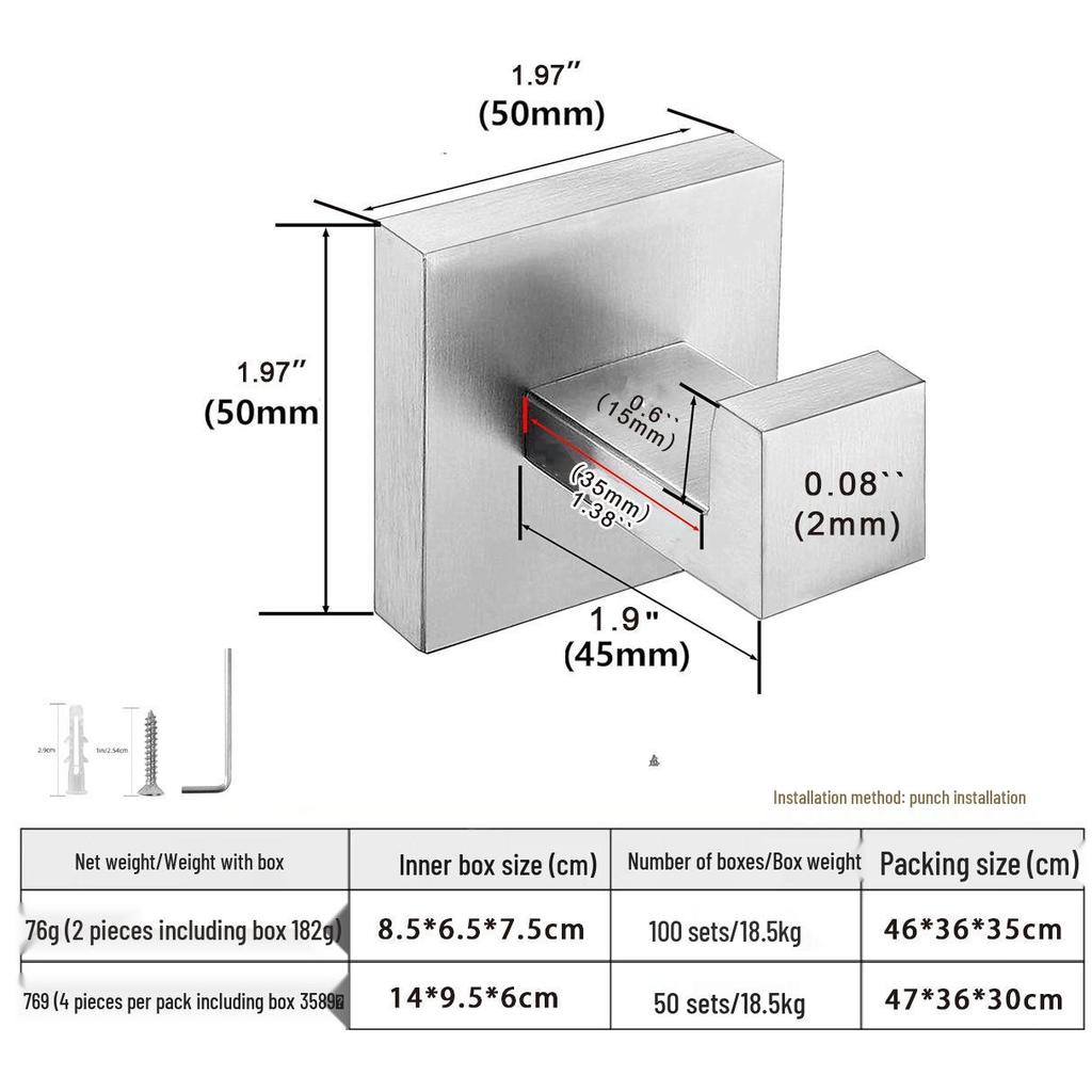Stainless Steel Wall Hook for Towels and Bathrobes - Hot Selling Bathroom Door Rack